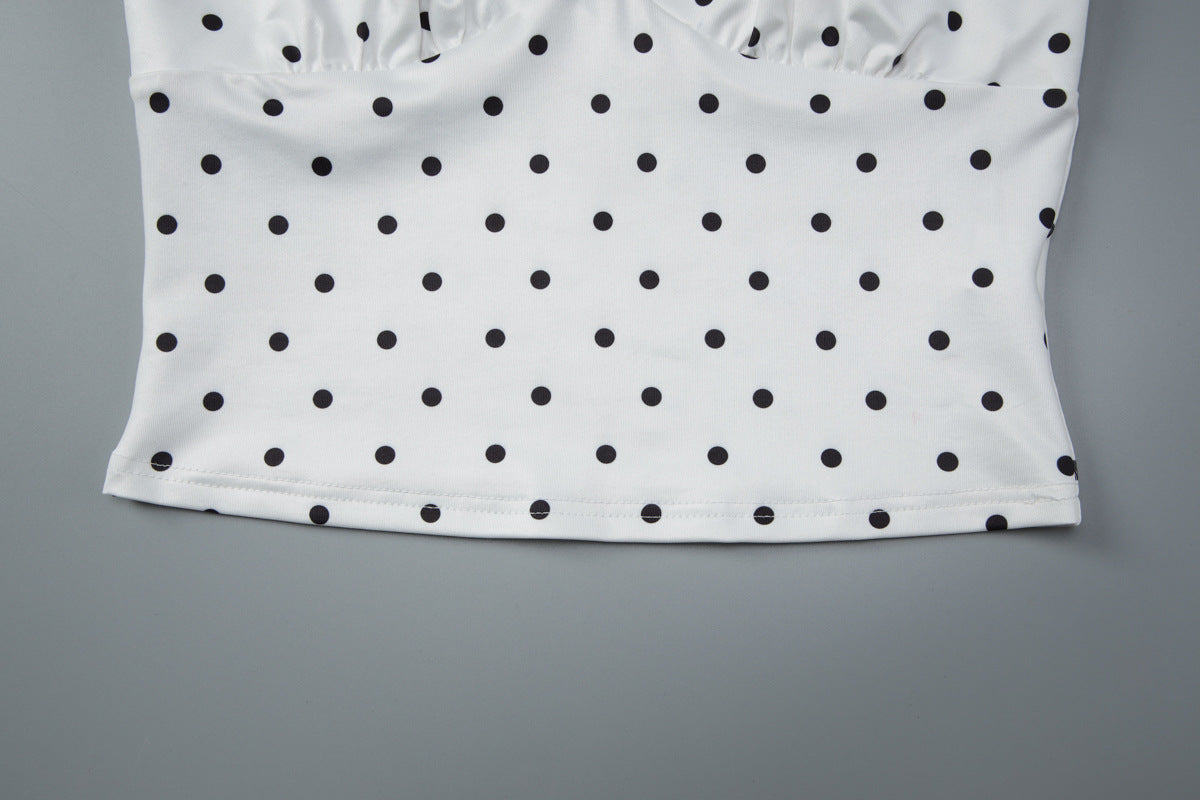 Women Clothing Winter Polka Dot Sexy Sling Slim Skirt Two Piece Set