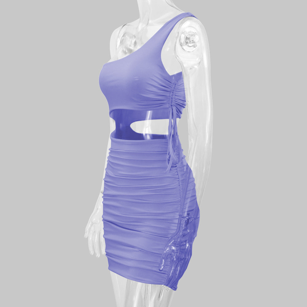 Women Clothing Sexy Hollowed out Ruffle Hip Dress