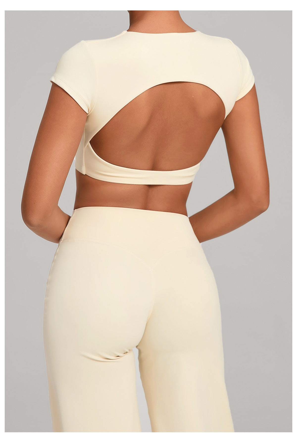 Backless Running Top Double Layer Sewing without Chest Pad Yoga Clothes Fitness Short Sleeve Women