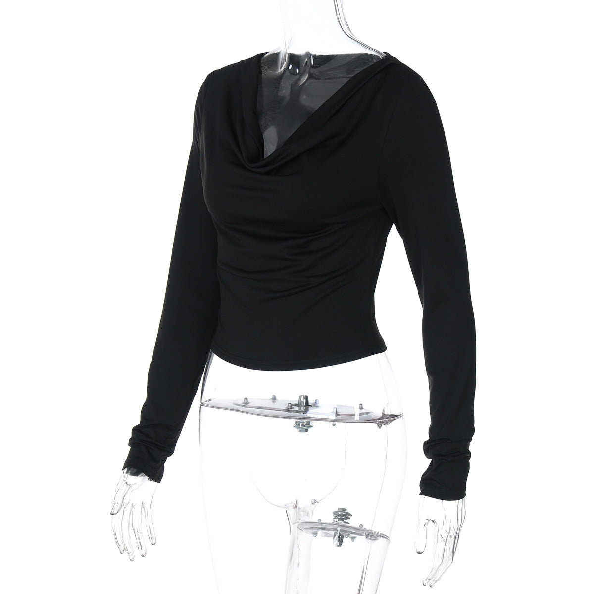 Women Clothing Summer Slim Deep V Plunge Niche Sexy Bottoming Long Sleeve T shirt