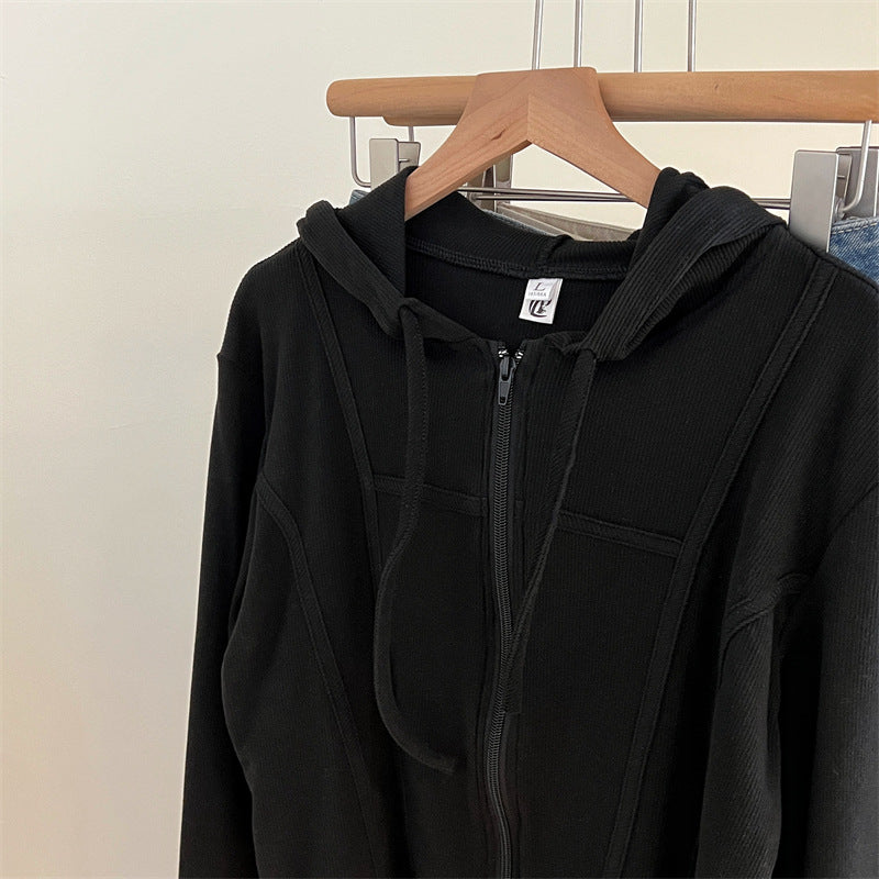 Autumn Winter Sweater Women Hooded Long Sleeve Short Cardigan Sexy Slim Fit Warm Jacket