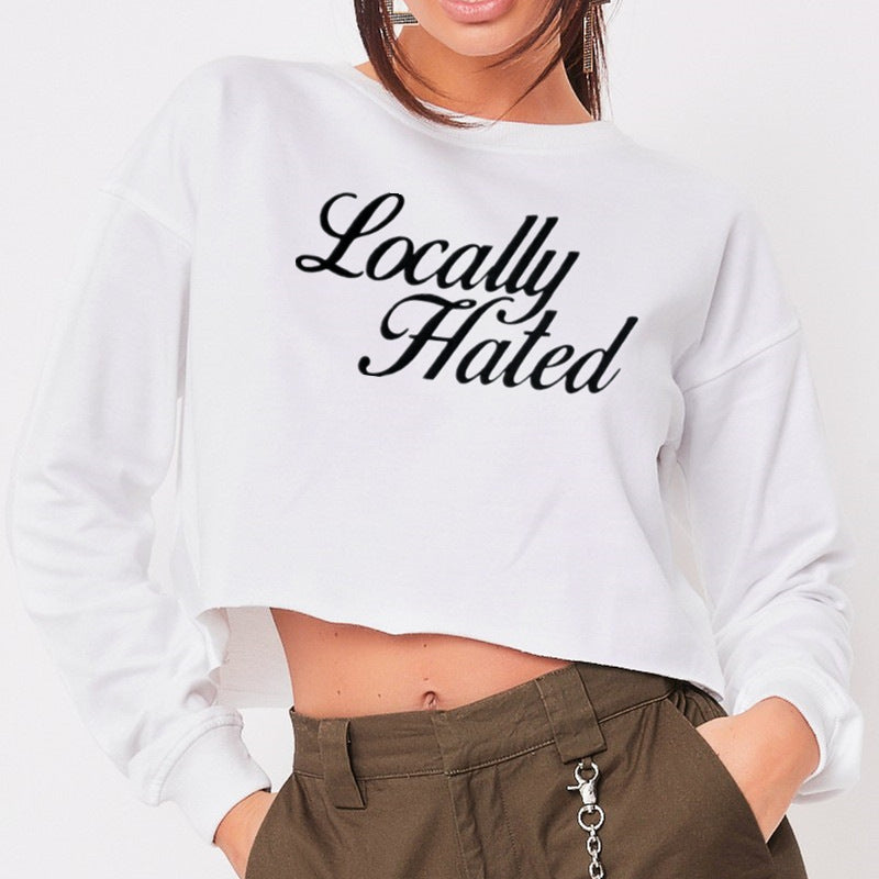 Locally Hated Street Hipster Sexy Women Top Short Long Sleeve Sweatshirt