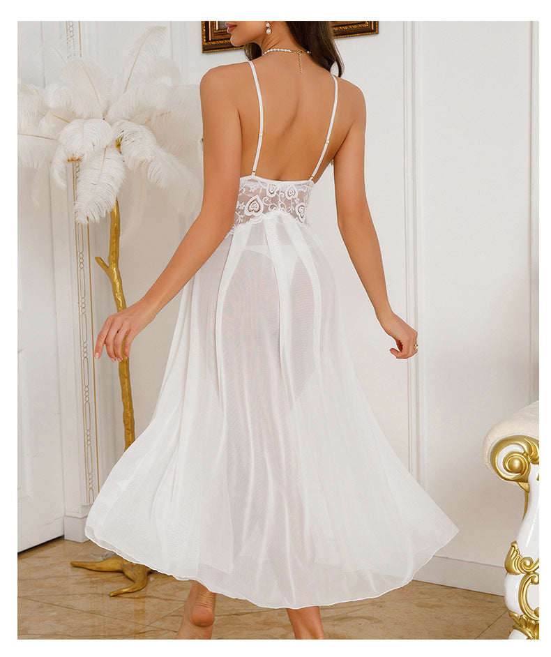 Sexy Underwear Nightclubs V neck Nightdress Backless Pearl Cami Dress