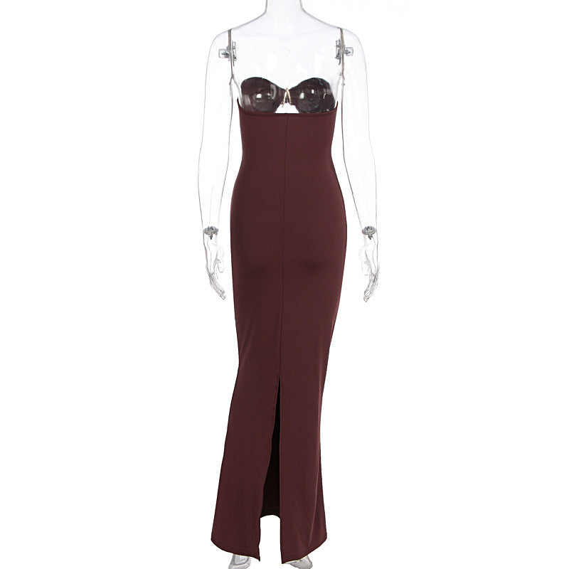 Summer Arrival Women Tube Top Hollow Out Cutout Slim Fit Backless Starfish Decorative Dress