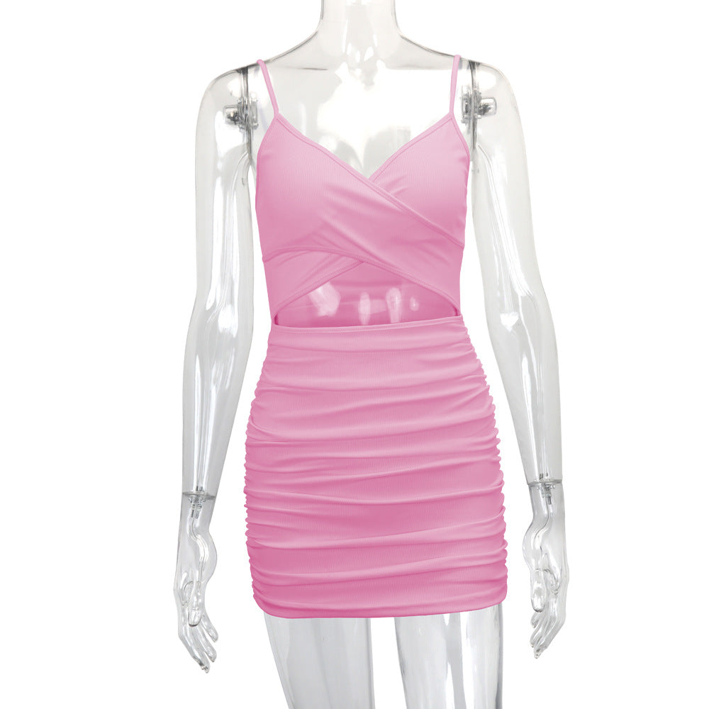 Women Clothing Cross Hollow Out Cutout out Camisole Dress
