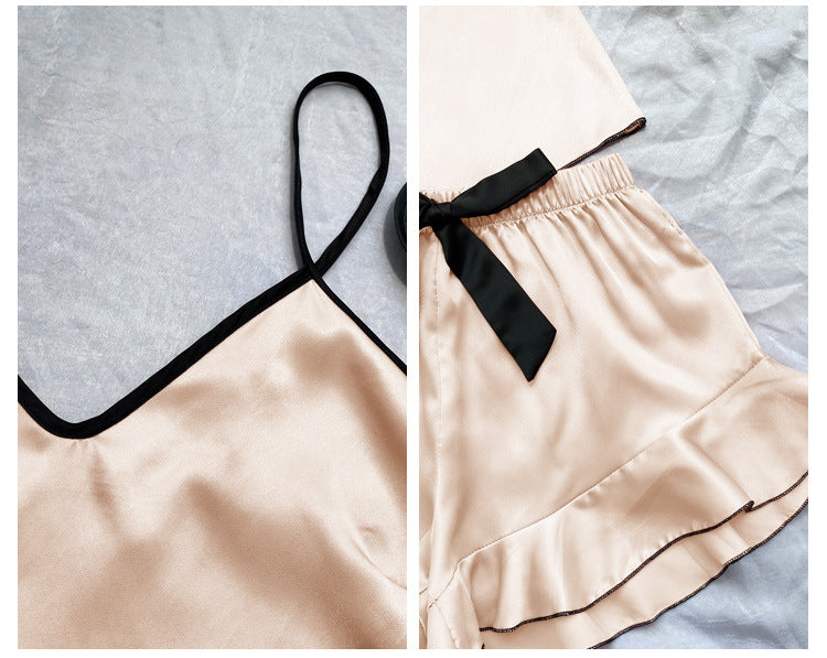 Sexy Sling Dress Home Wear Women Summer Vest Shorts Set Home Silk Ice Silk Pajamas