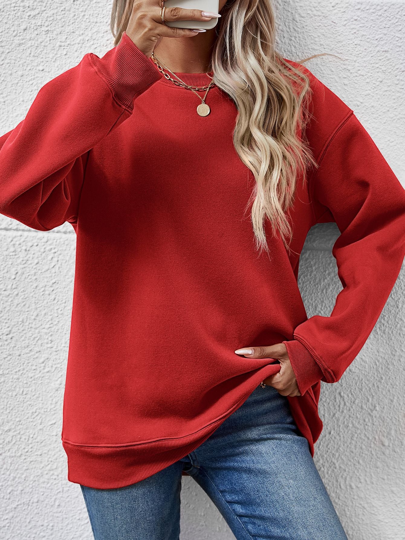 Autumn Winter Women Clothing Round Neck Long Sleeve Casual Loose Sweatshirt Women