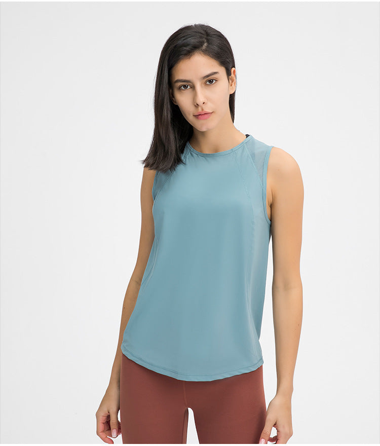 Spring Summer Back Hollow Out Cutout Sports Sleeveless T shirt Light Breathable Cooldry Workout Top