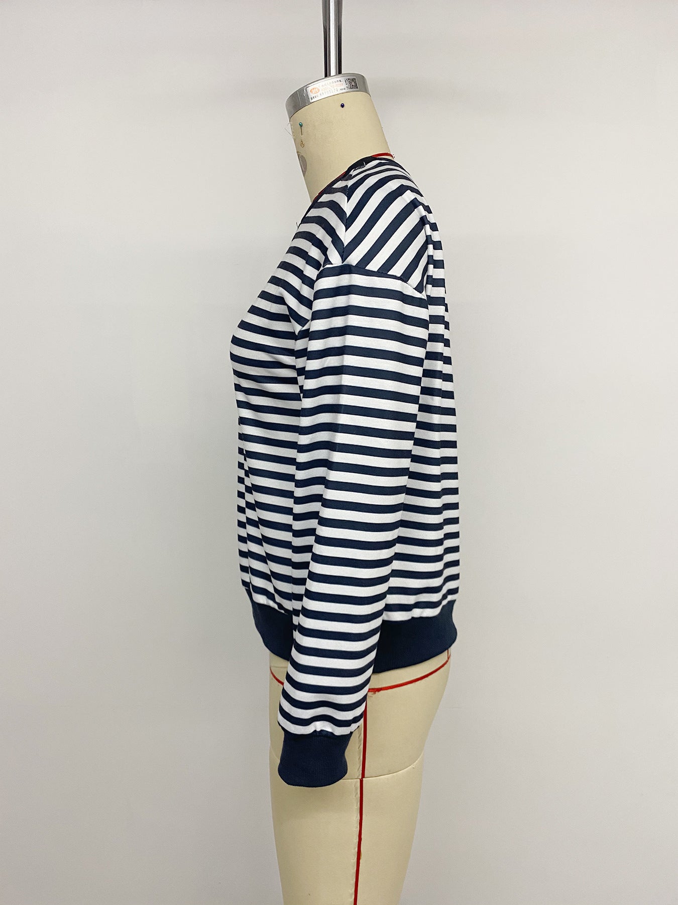 Autumn Casual Laid-Back One-Shoulder Cold Shoulder Classic Striped Sweater for Women