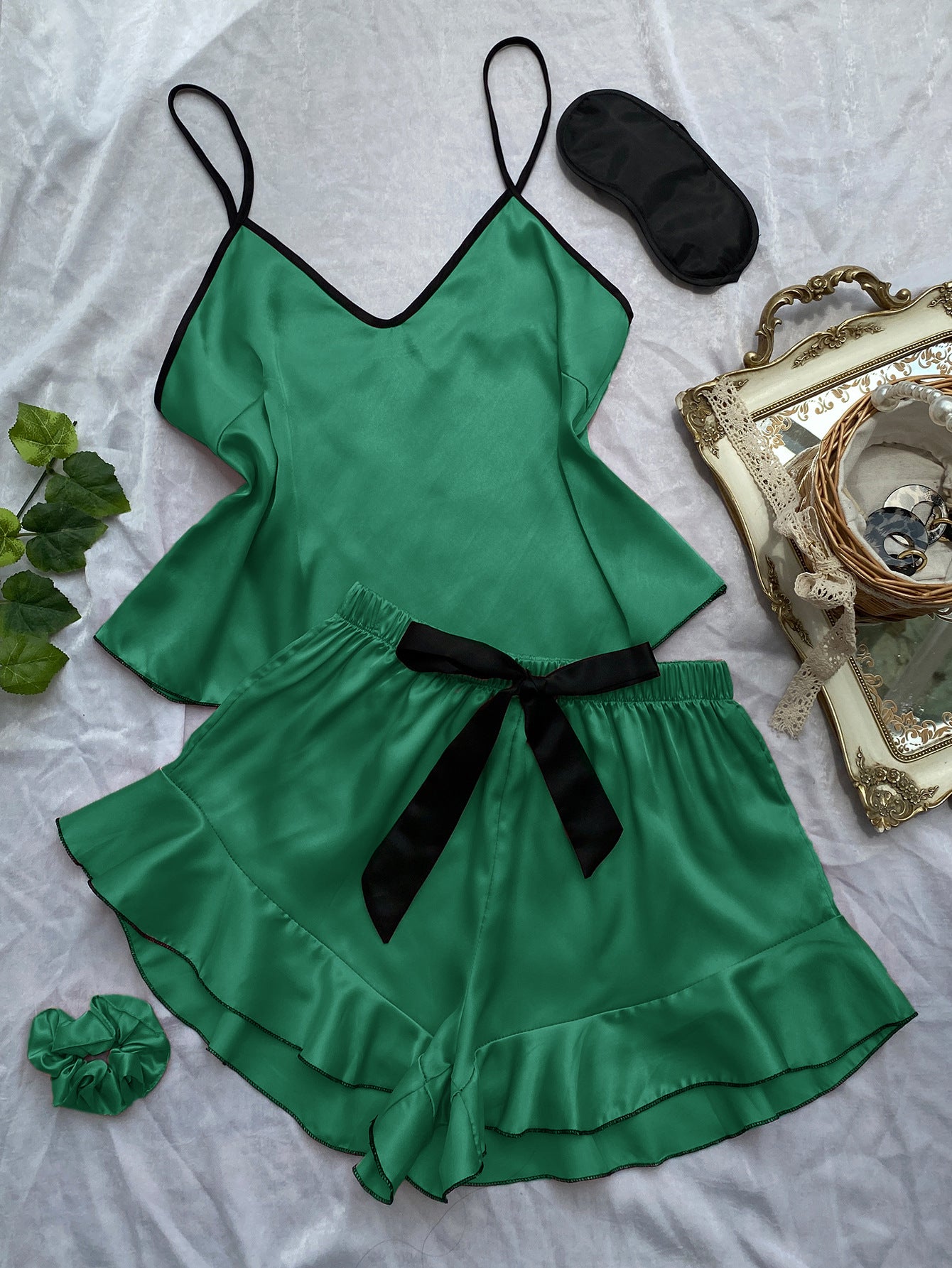 Sexy Sling Dress Home Wear Women Summer Vest Shorts Set Home Silk Ice Silk Pajamas