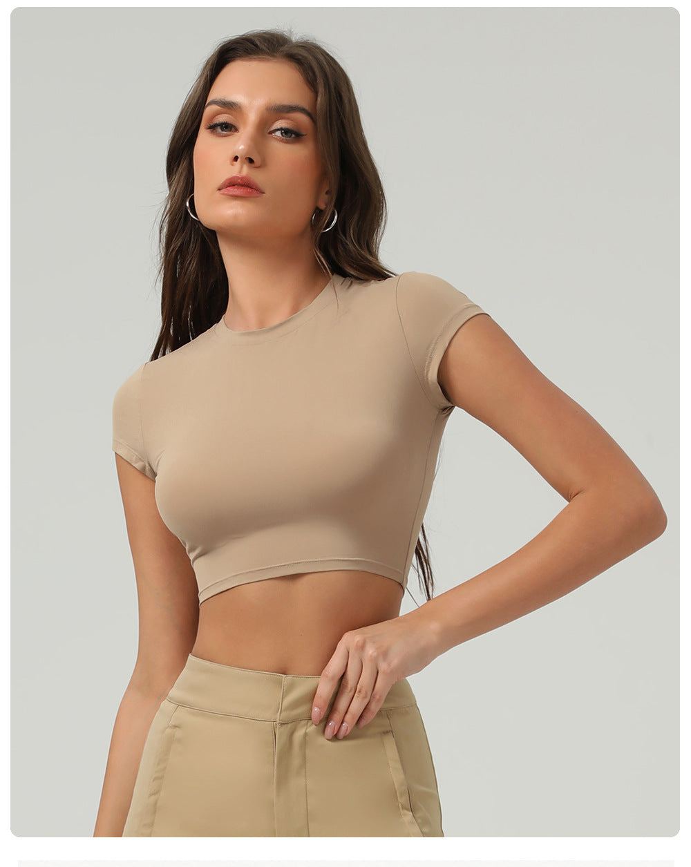 Tight Brushed Yoga T shirt Casual Top Outdoor Sports Short Sleeve Women Dance Workout Clothes Top