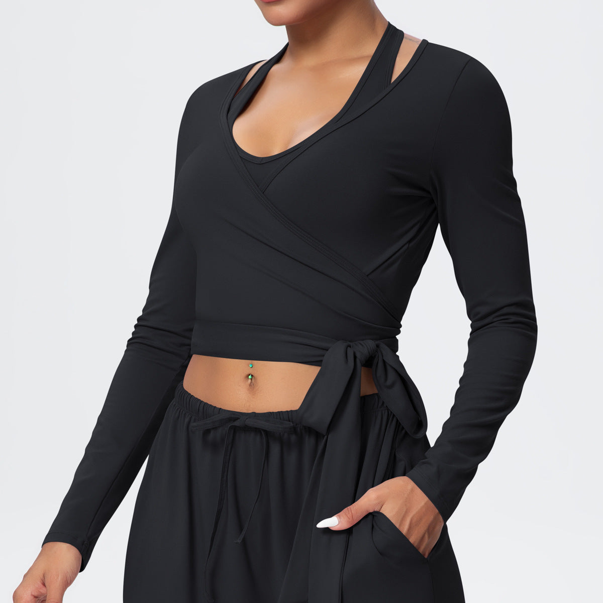 Brushed Yoga Long Sleeve Strap Personalized Yoga Clothes Outdoor High Grade Sports Fitness Clothes