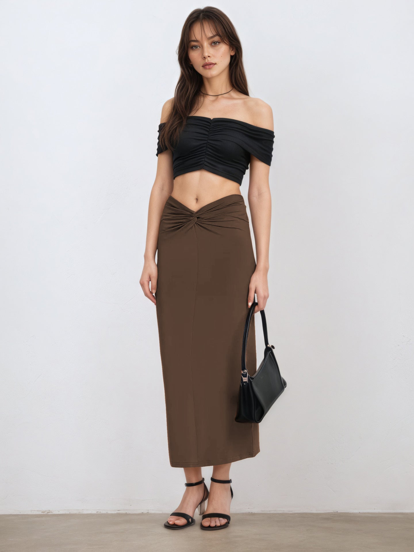 Summer Sexy Hip Skirt Women V Shaped Waist Twisted Skirt Long Skirt