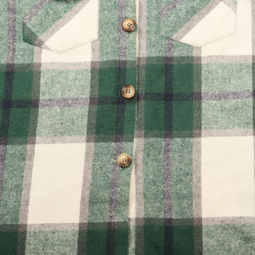Popular Jacket Long Sleeved Plaid Button Shirt Top for Women