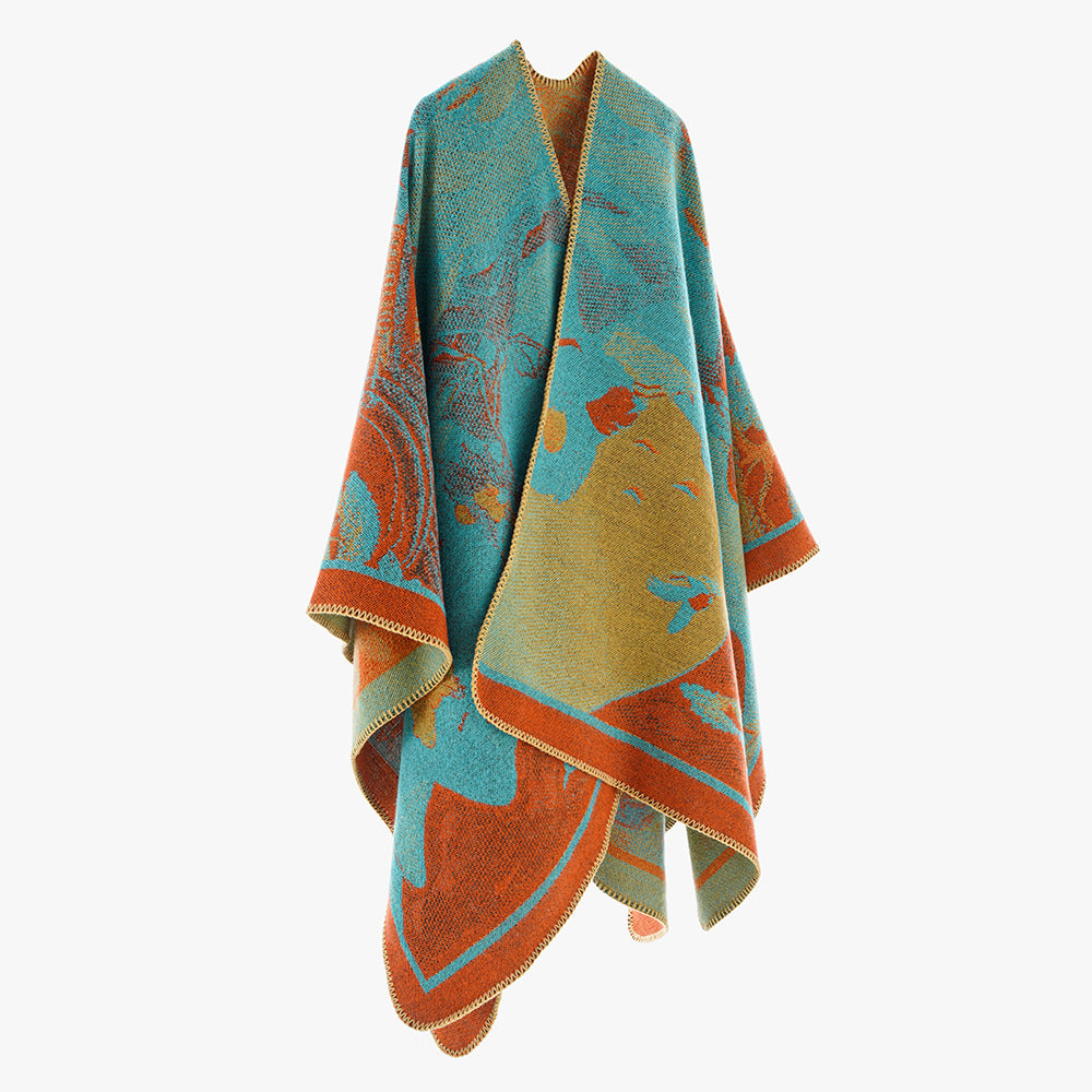 Products Women Shawl Scarf Minority Thickened Koi Pattern Cloak Travel Photography Outerwear
