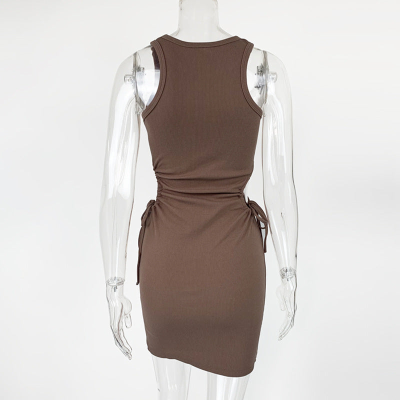 Summer Women Clothing Sexy Slim Fit Hip dress Hollow Out Cutout Out Pleating Cropped Outfit Slimming Dress