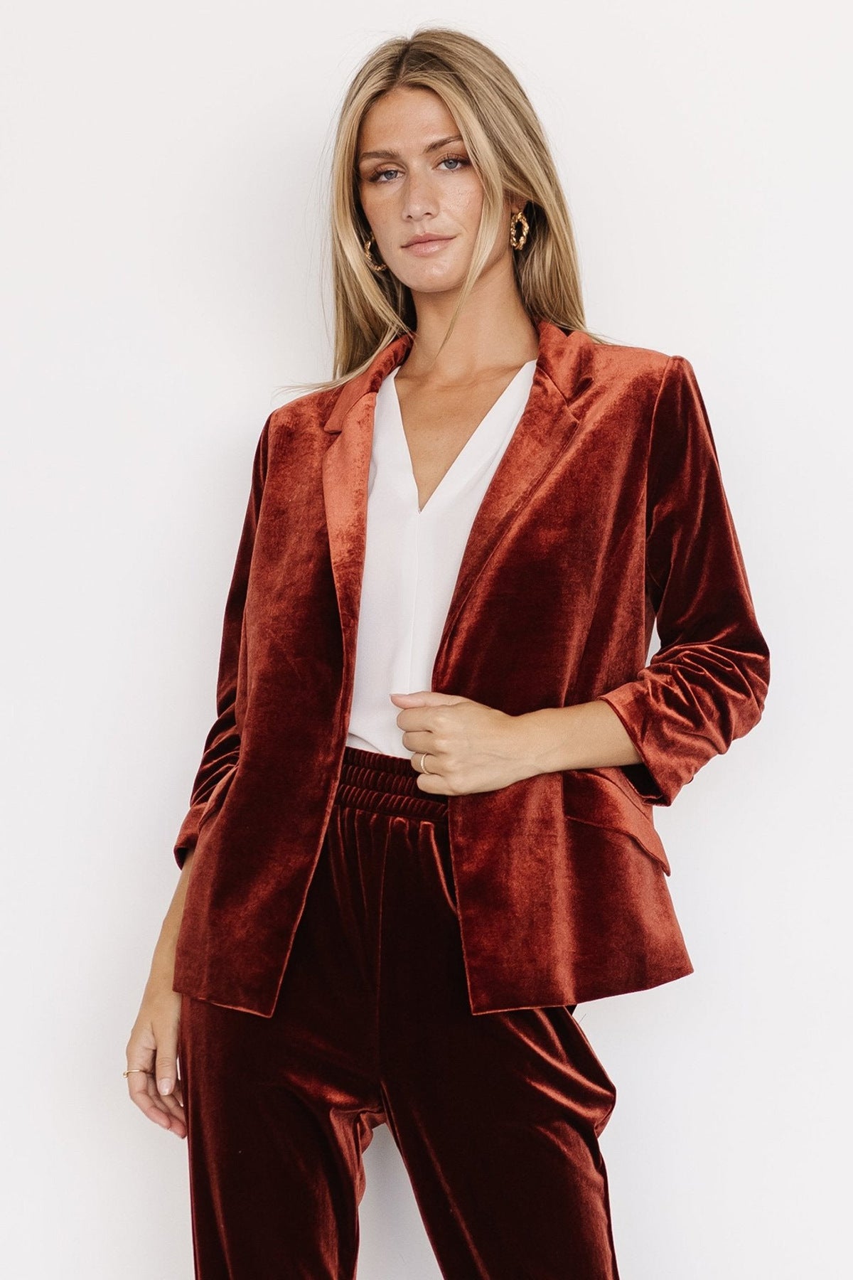 Coat Women Spring Autumn Gold Velvet Diagonal Pocket Collared Long Sleeve Small Blazers