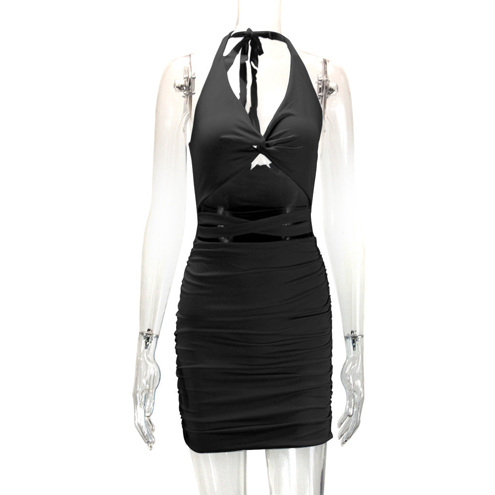 Summer Women Clothing Halter Backless Slim Sheath Sexy Dress