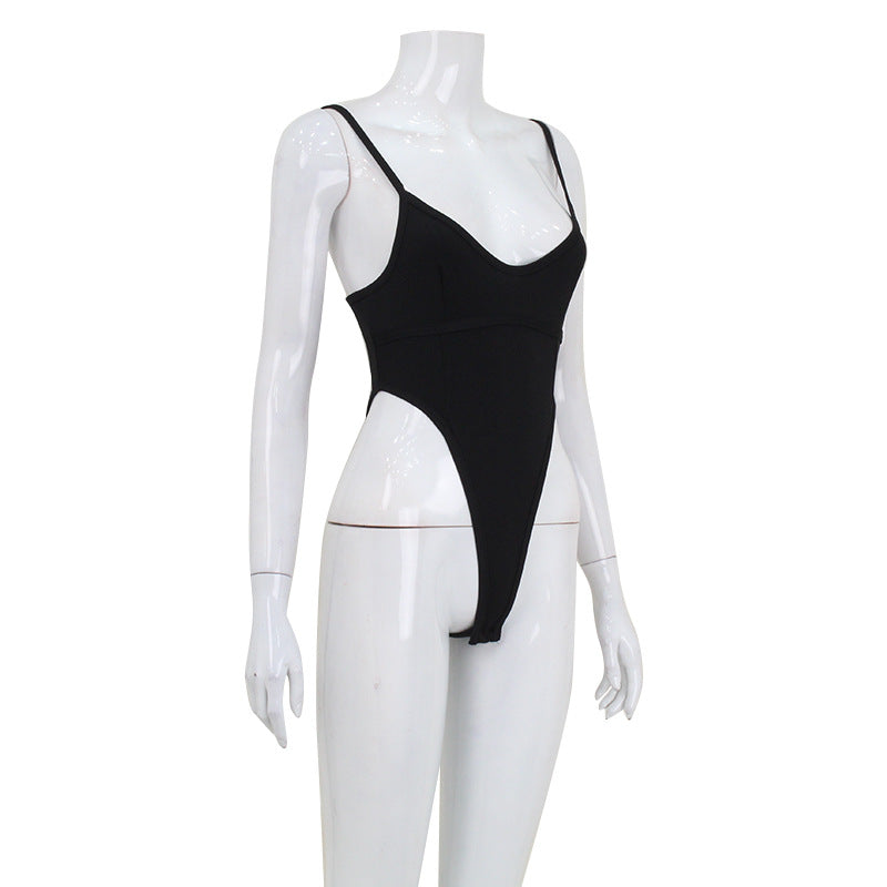 Women Clothing Sexy U Neck Sleeveless Jumpsuit High Waist Sexy Figure Flattering Top