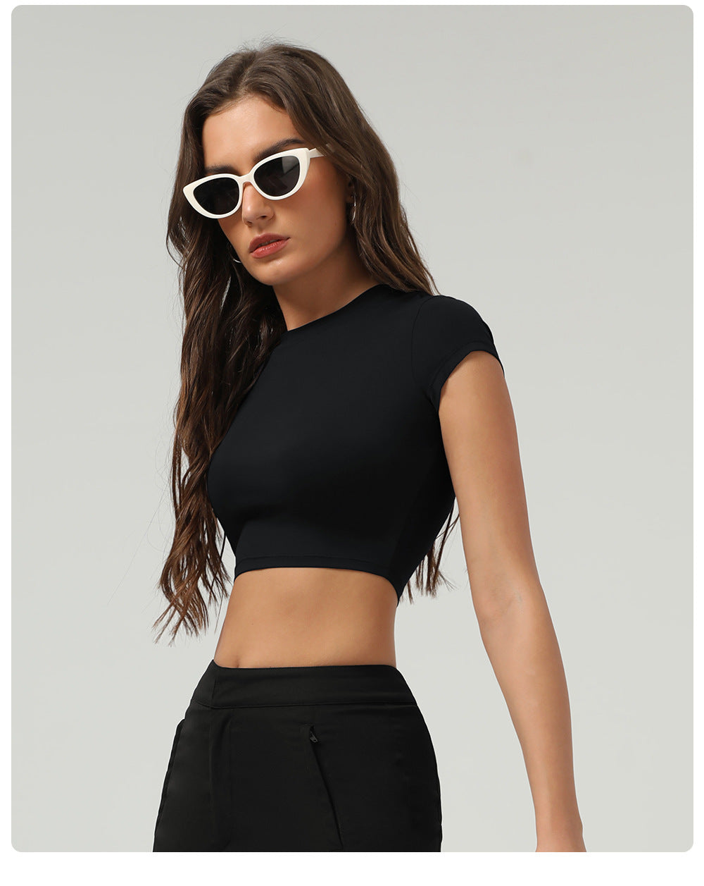 Tight Brushed Yoga T shirt Casual Top Outdoor Sports Short Sleeve Women Dance Workout Clothes Top