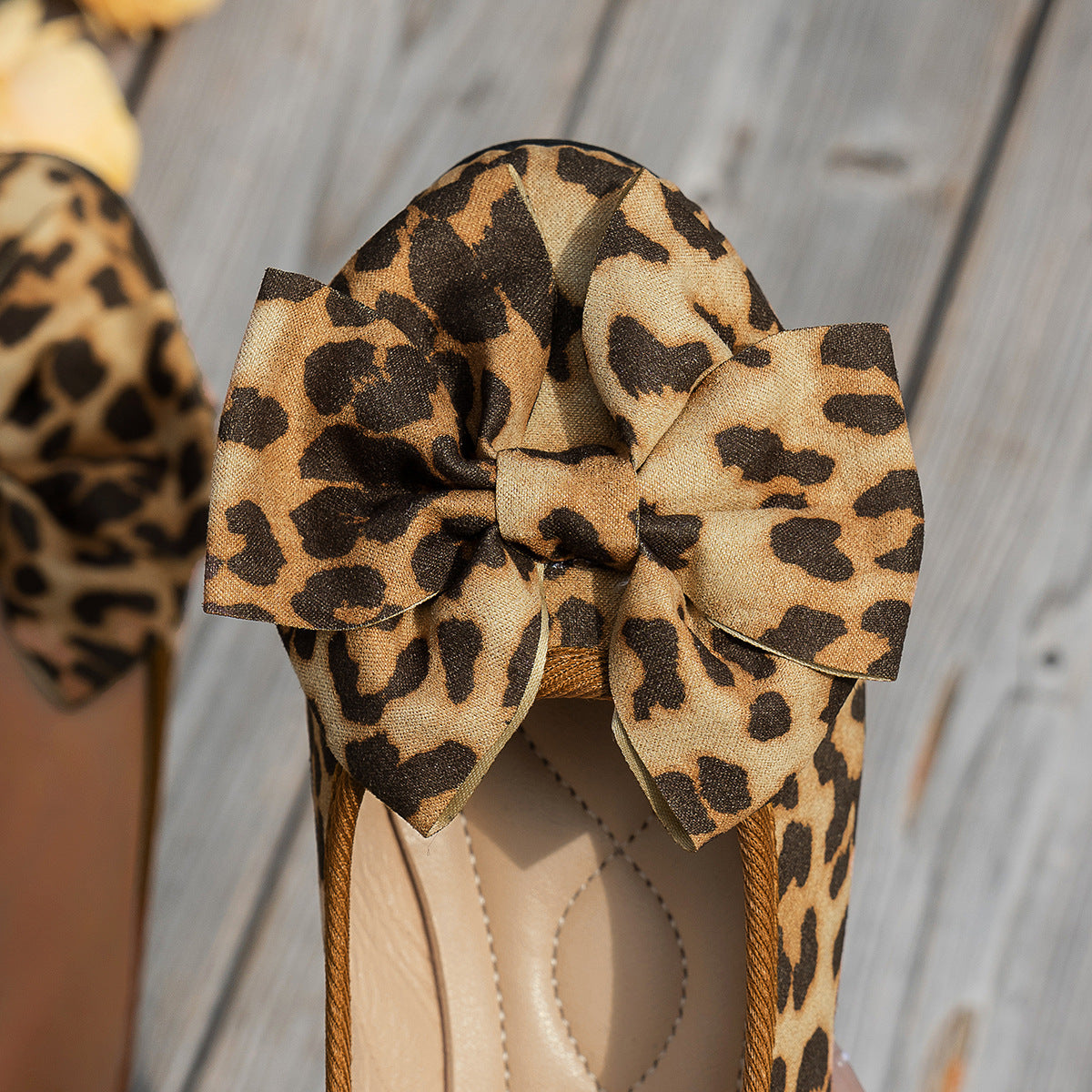 Ballet Leopard Print Flat Low Top Shoes Women Bow Low Cut Breathable Four Seasons Work Shoes