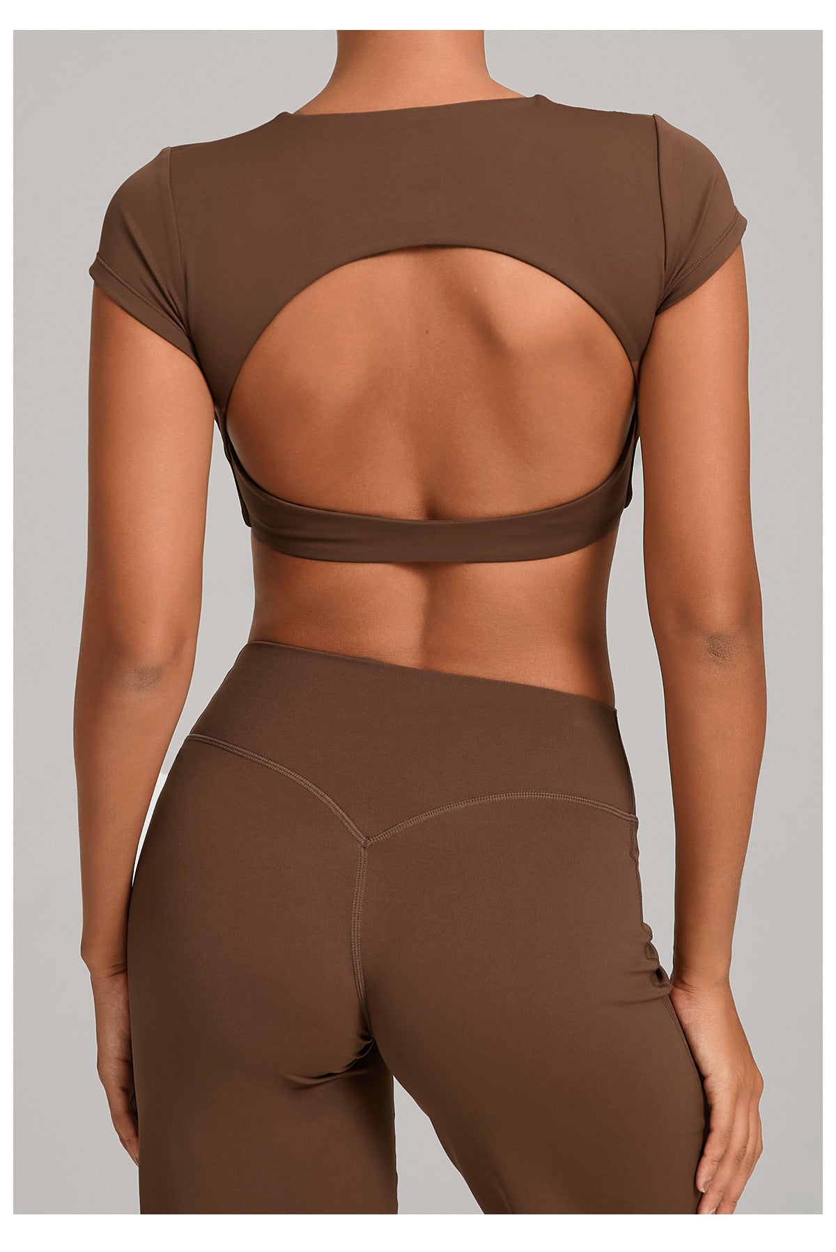 Backless Running Top Double Layer Sewing without Chest Pad Yoga Clothes Fitness Short Sleeve Women