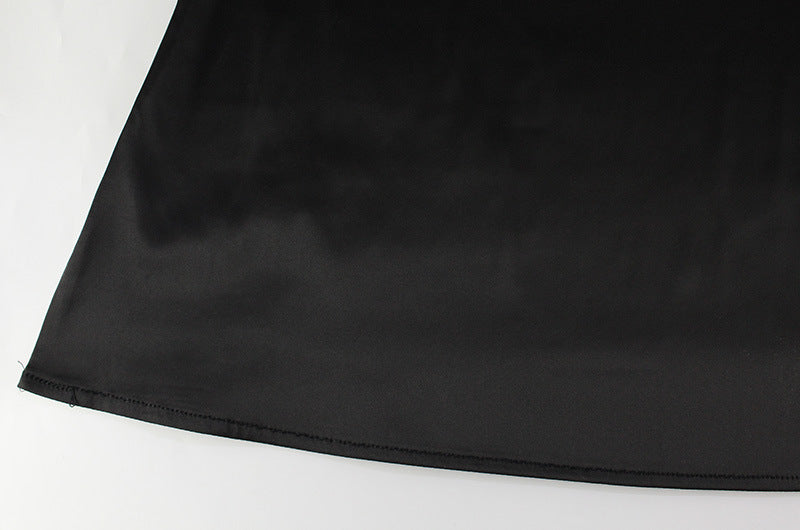 Women Slim Fit Elegant Diagonal Collar Strap Backless Solid Color Mop Evening Dress Women