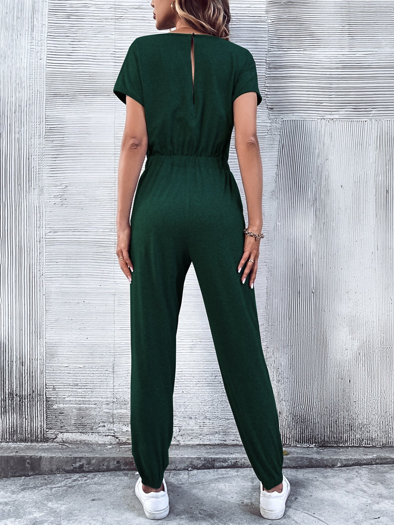 Women Clothing Short Sleeved Casual Wide Leg Jumpsuit