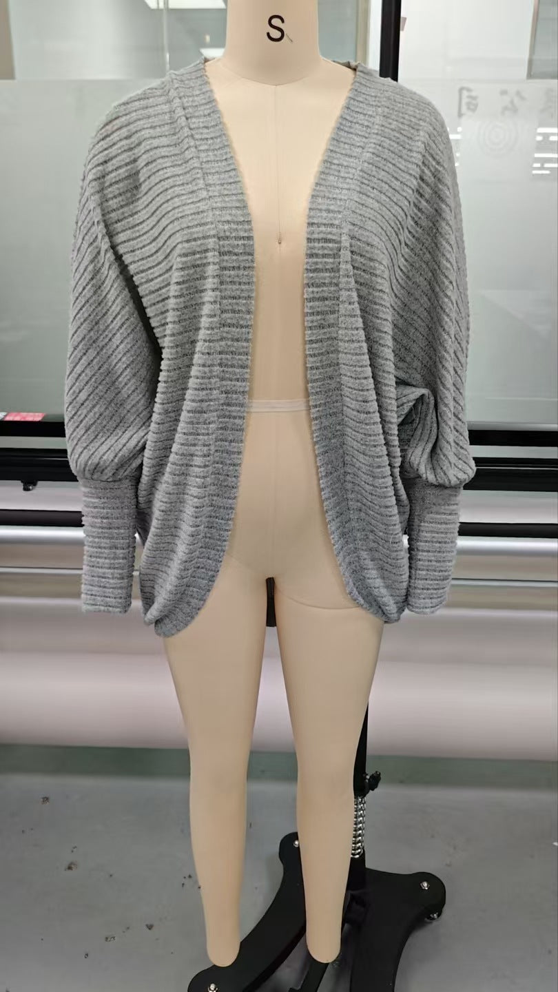 Cardigan Coat Women Autumn Winter Solid Color V neck Loose Knitted Sweater