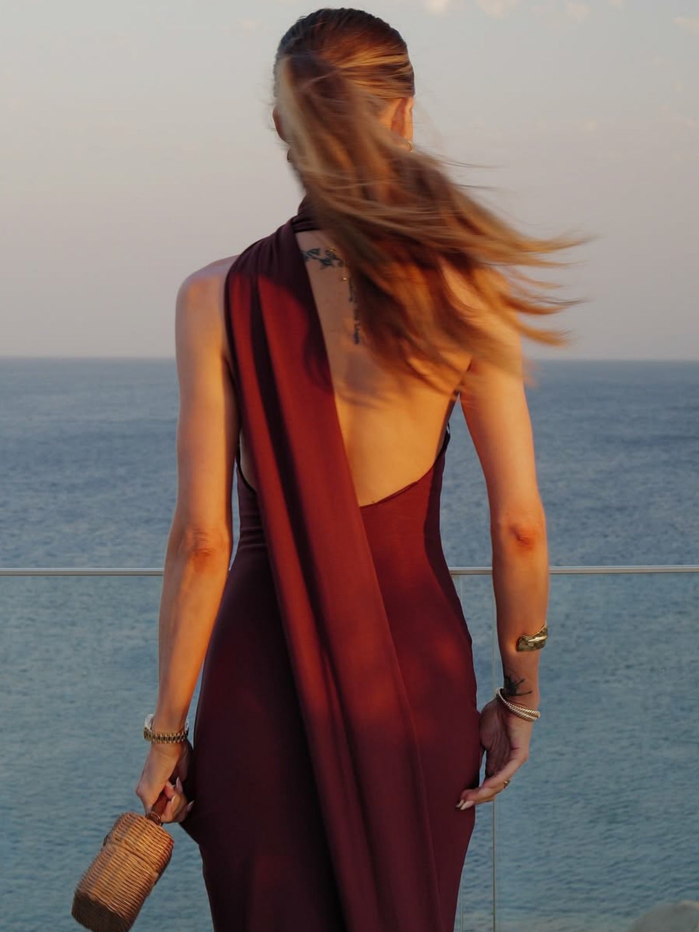 Elegant Women Clothing Ribbon Dress Fashionable Sexy Backless Slim Dress
