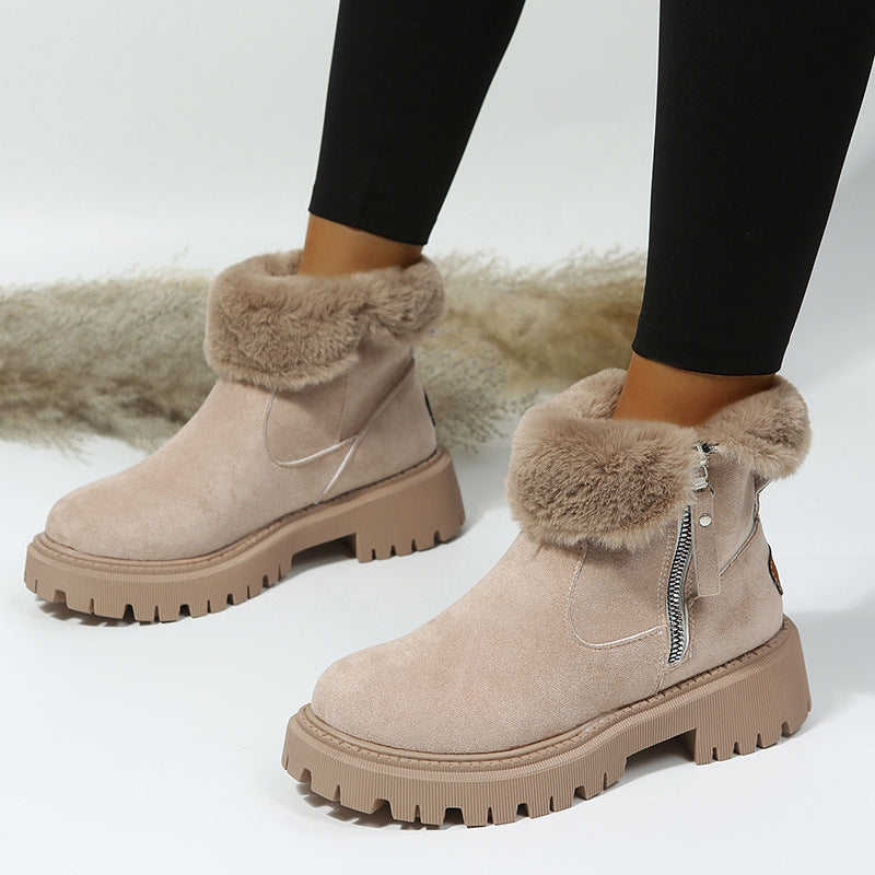 Mid Calf plus Velvet Platform Cotton Padded Boots Women Arrival Thickened Warm Snow Boots