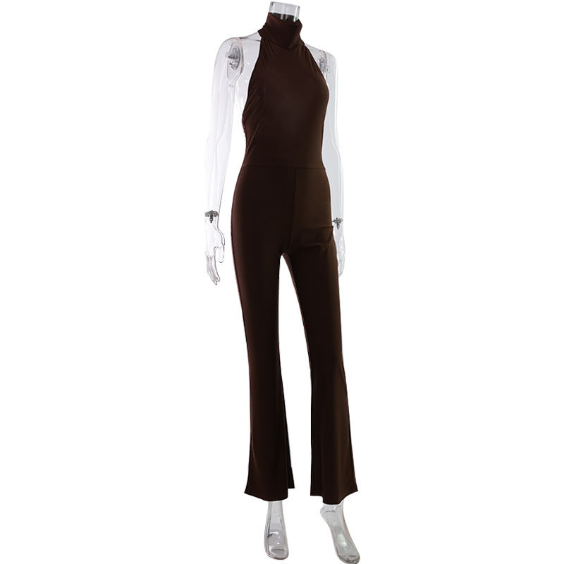 Sexy Millennium Sweet Cool Sleeveless Halter Backless Slim Fit Jumpsuit