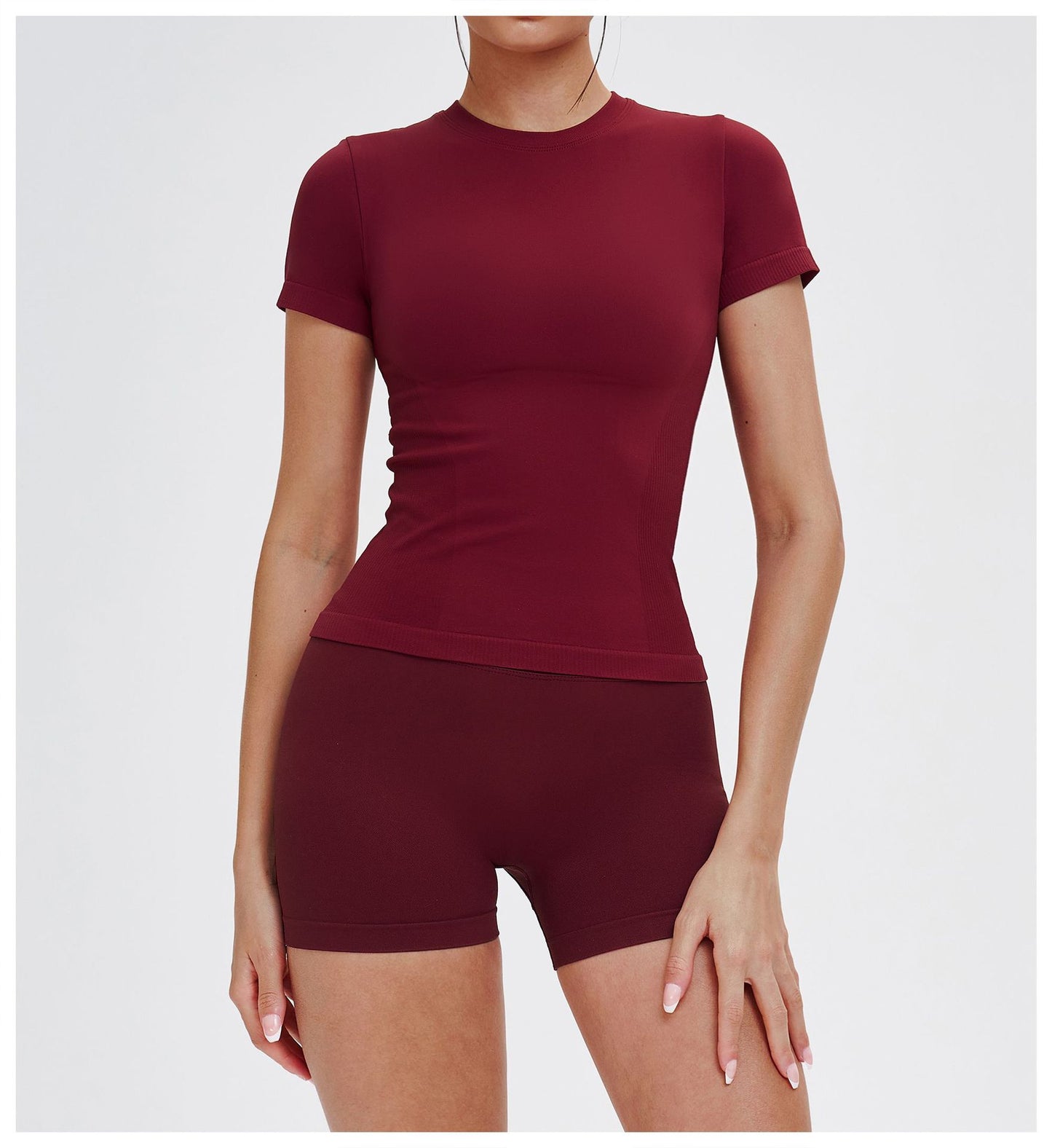 Seamless Yoga Short Sleeve round Neck Comfortable Sports Tight Yoga T shirt Outdoor Running Top