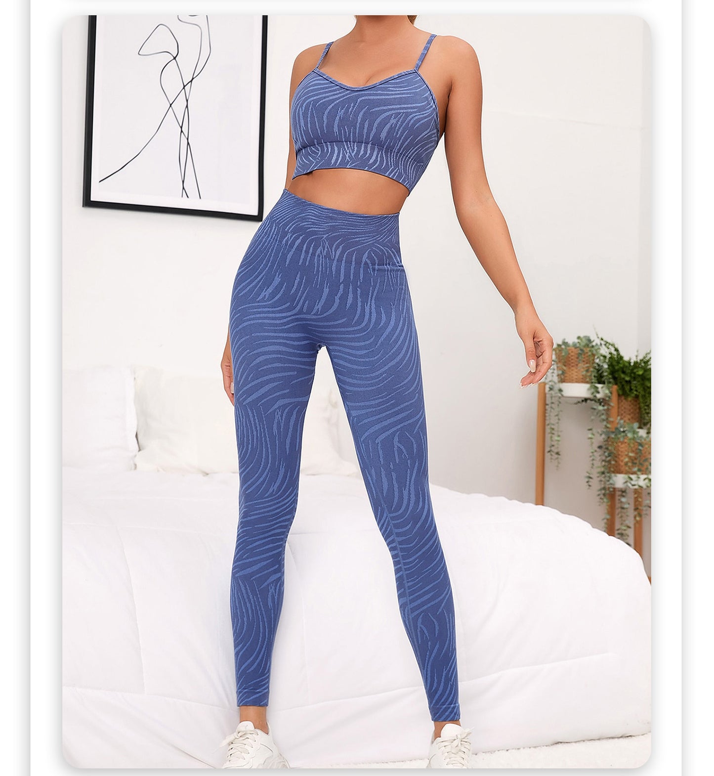 Stone Washed Moisture Wicking Backless Bra Sports Fitness High Waist Trousers Running Yoga Clothes