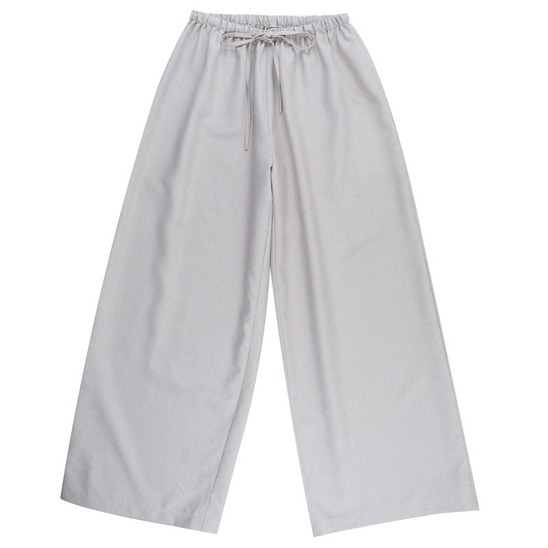 High Waist Loose Casual Wide Leg Trousers Women Autumn All Matching Linen Straight Pants