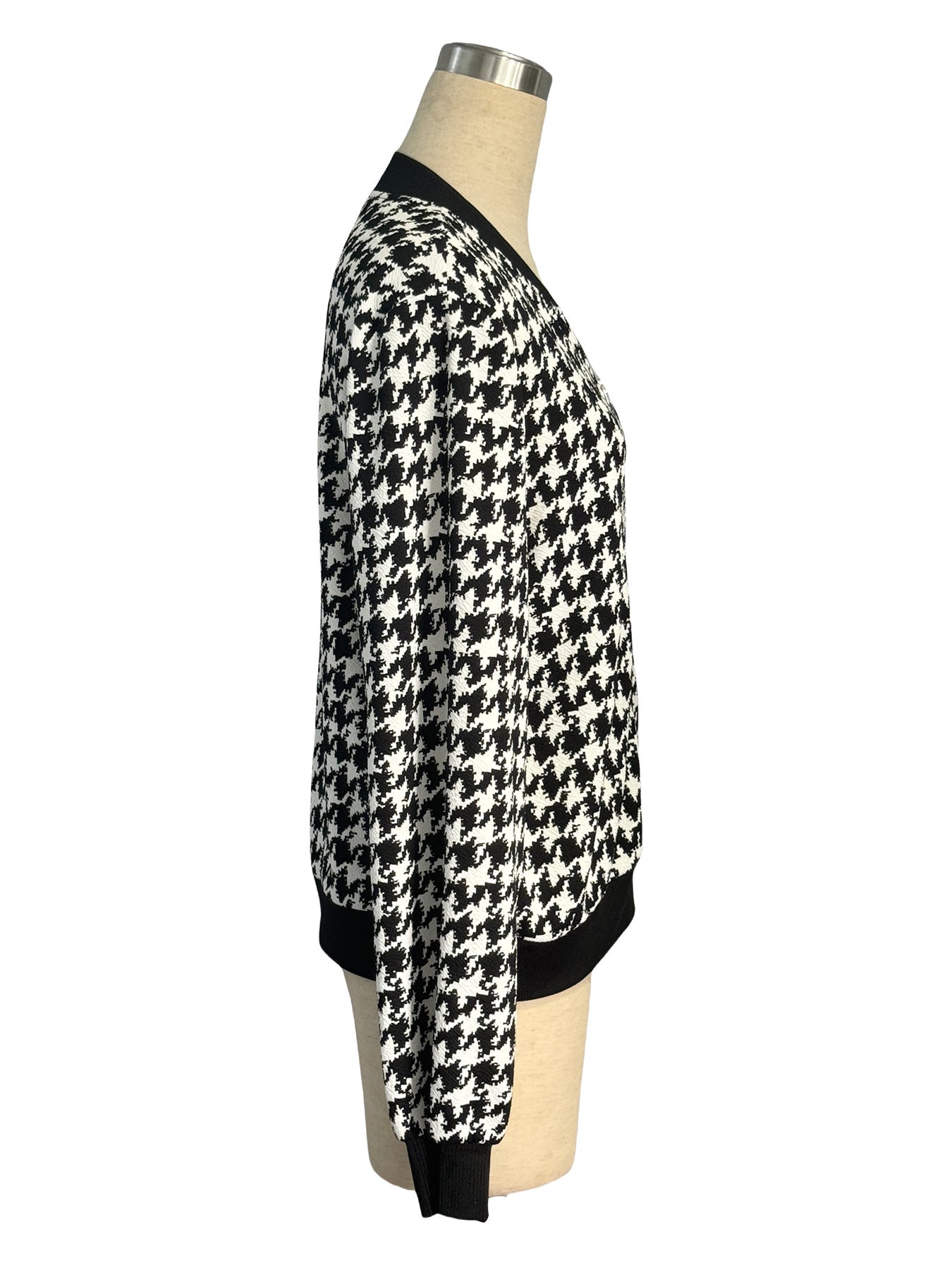Autumn Zipper Houndstooth Jacket Loose Slim Fit Casual Shacket Women