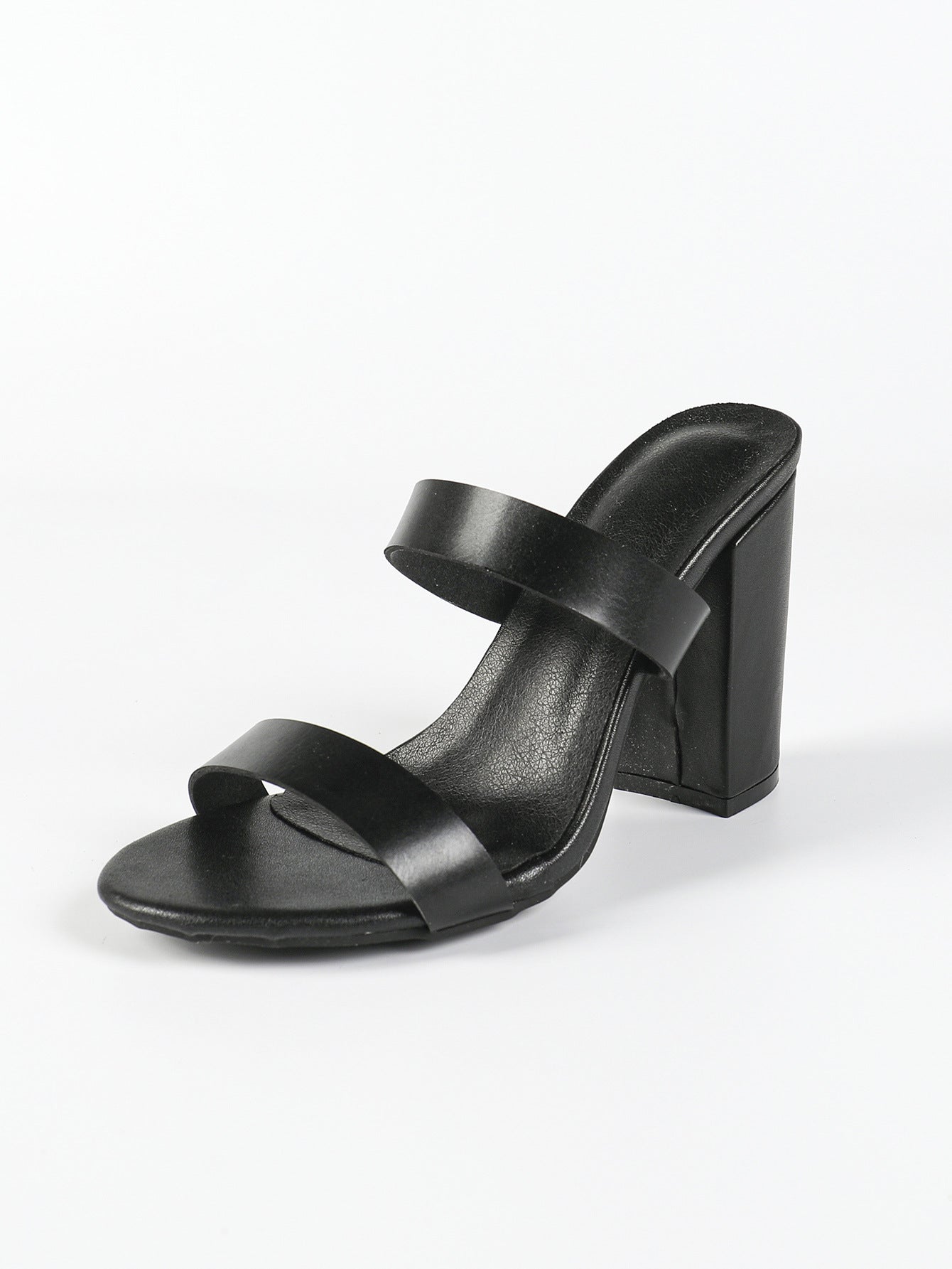 Plus Size Women Shoes One Word Foot Chunky Heel Open Toe Sandals Women Summer Square Toe High Heel Sandals