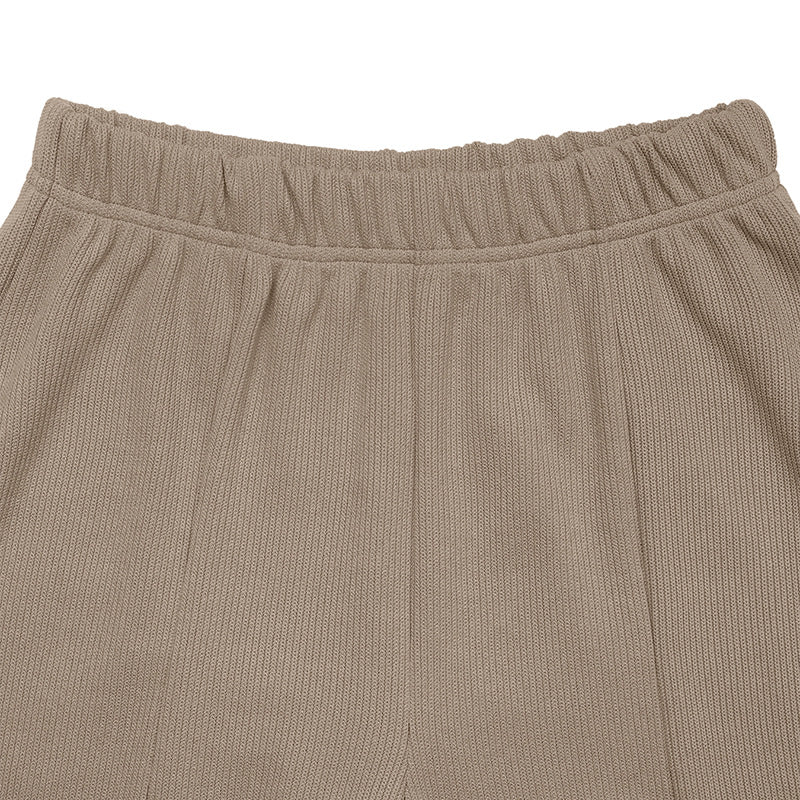 Autumn Office Casual Simple Loose High Waist Slit Solid Color Straight Leg Pants Women