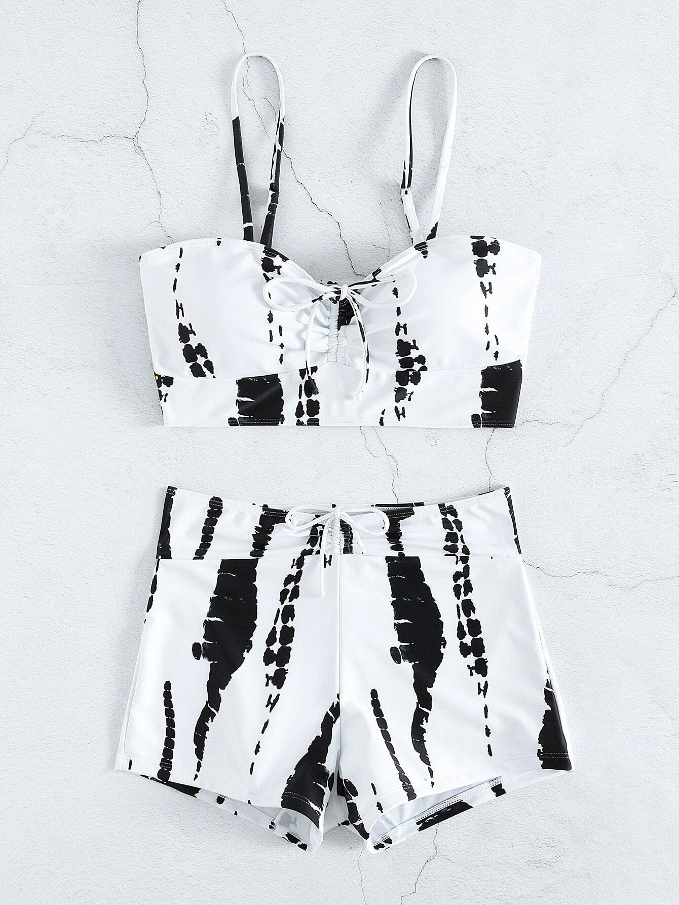Swimsuit Women Split High Waist Boxer Lace Printing Conservative Internet Celebrity Swimsuit