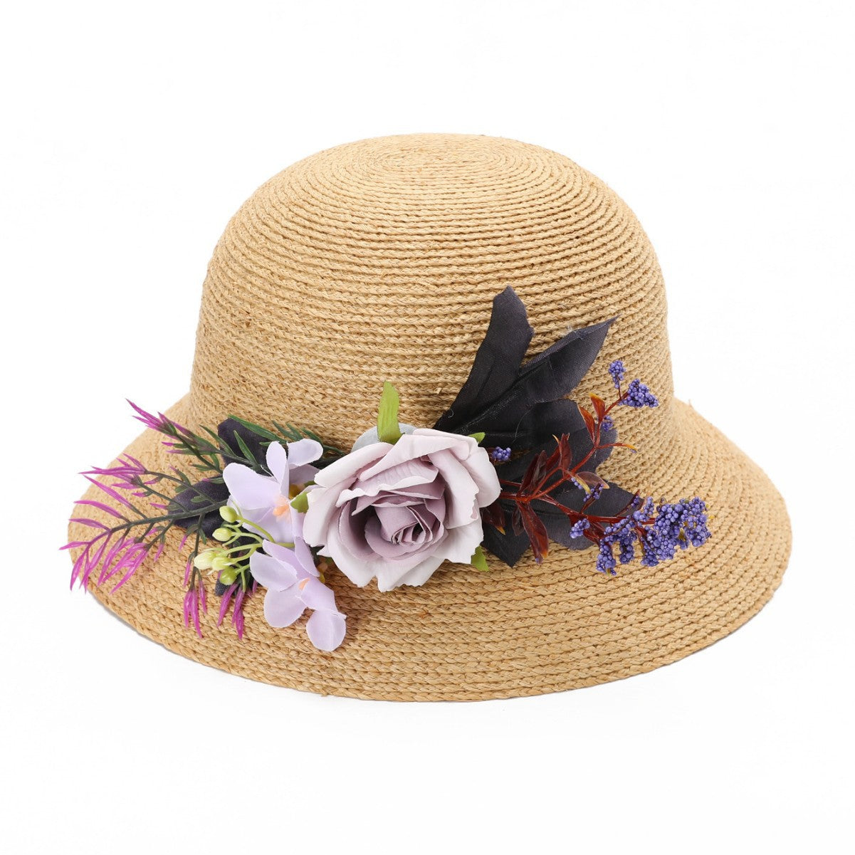 Summer Fisherman Hat Women French Woven Floral Hat Hat Sun Hat Vacation Sun Hat