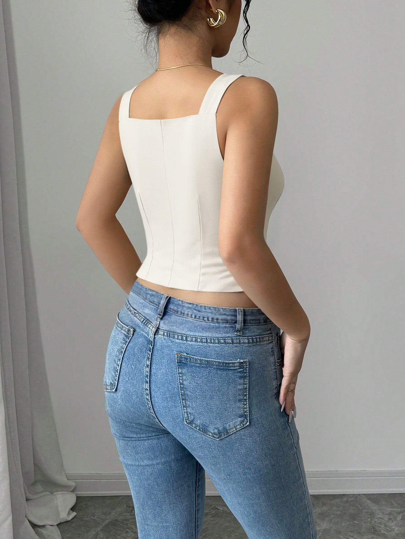 Women Clothing Single Breasted Blazers Vest Retro Sexy Short V neck Top