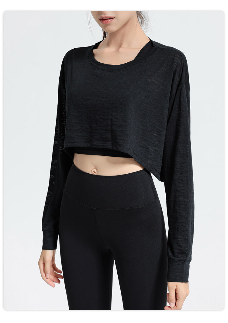 Sports Top Women Autumn Long Sleeve Loose T-shirt Running Yoga Clothes Workout Clothes Quick Drying Clothes Blouse
