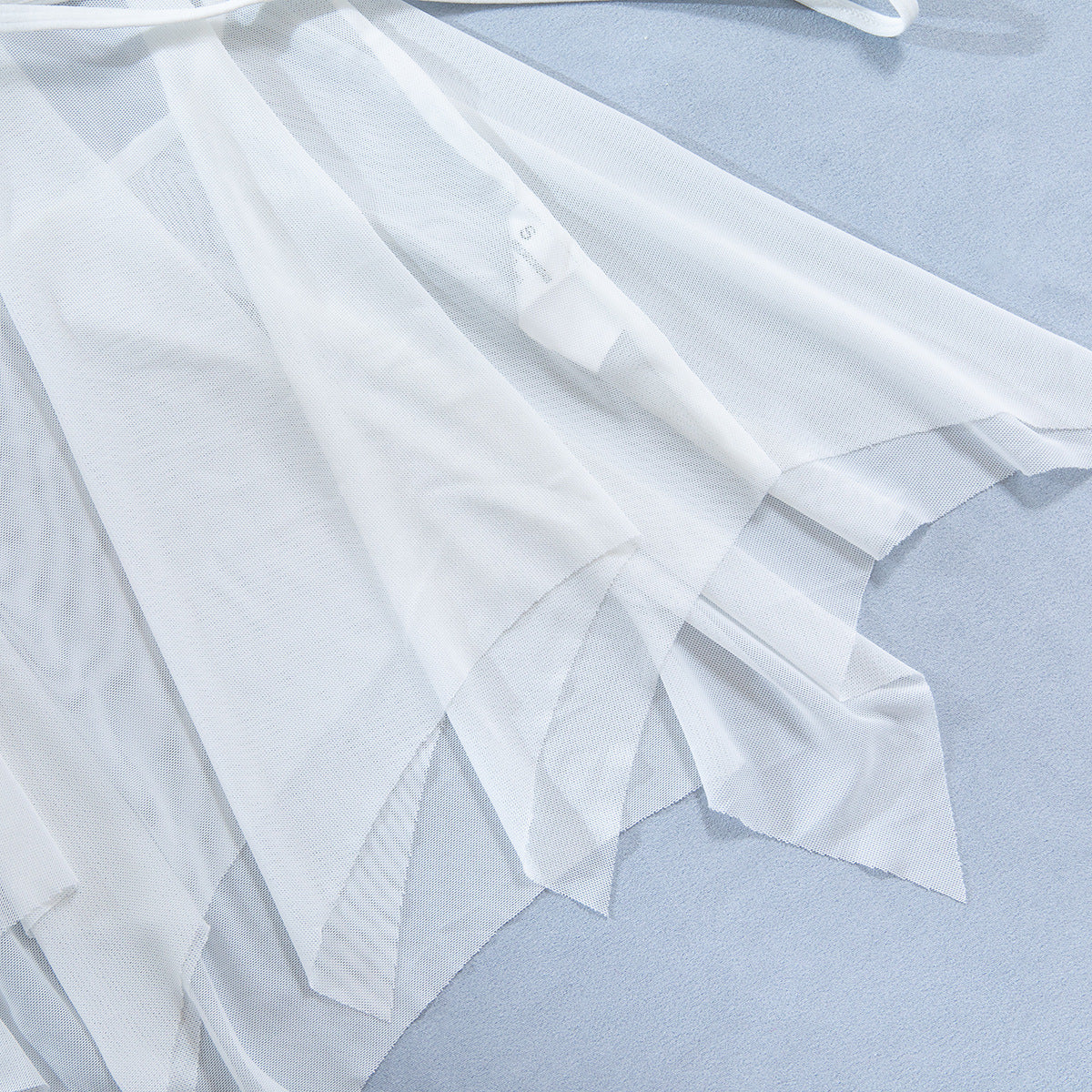 Sexy See through Slip Nightdress White Lady Cute Temptation Irregular Asymmetric Hem Cut Two Piece Set