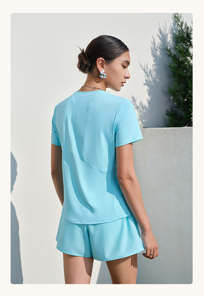 Short Sleeve Yoga Women Summer Running Sports Loose Breathable Slim Fit round Neck Outer Wear Yoga T shirt