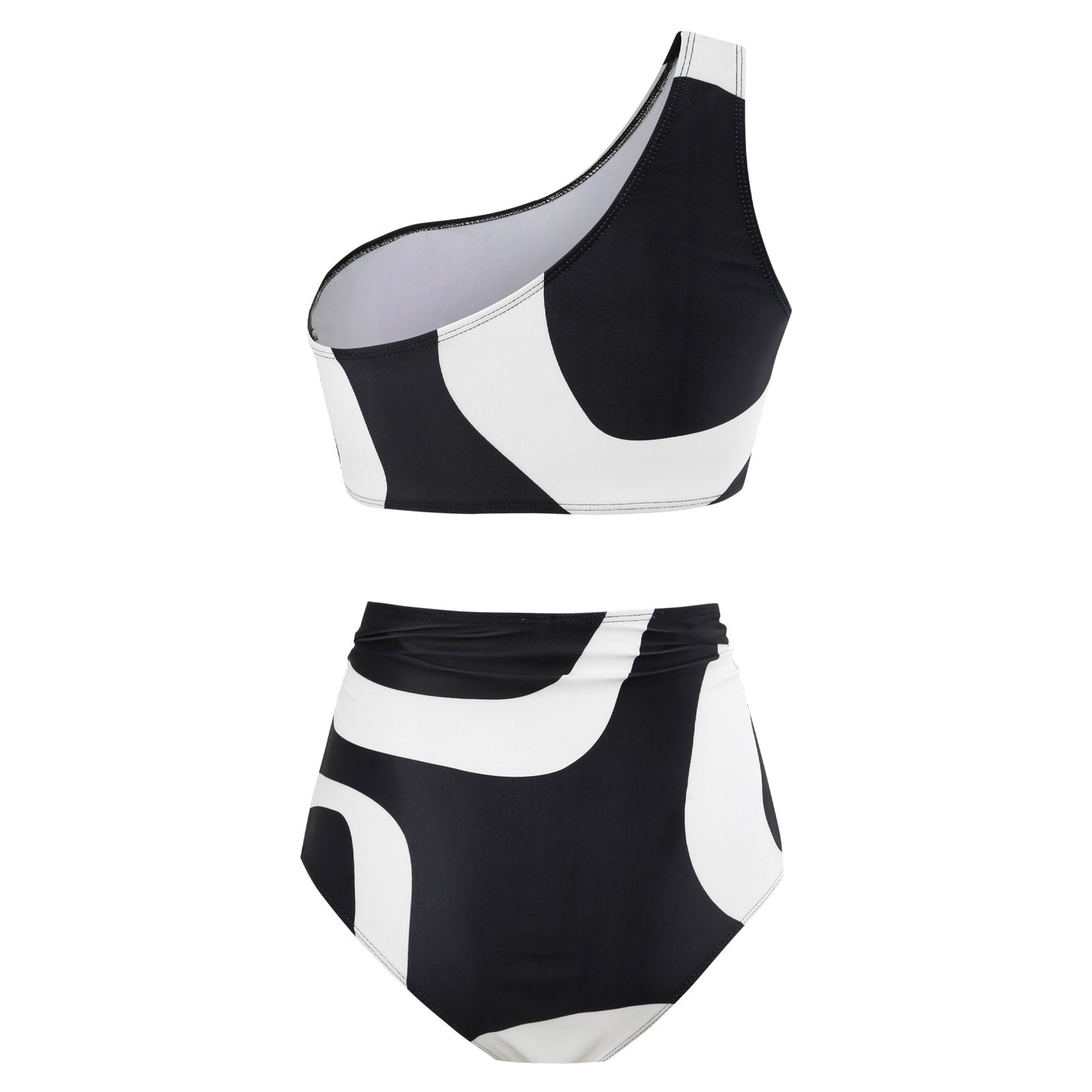 Retro Split Swimsuit Sexy One Shoulder Swimwear Chiffon Beach Skirt Set