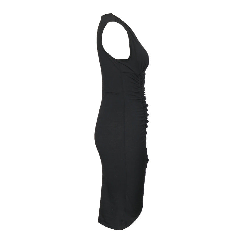 Summer Women Sleeveless Black Slim Dress