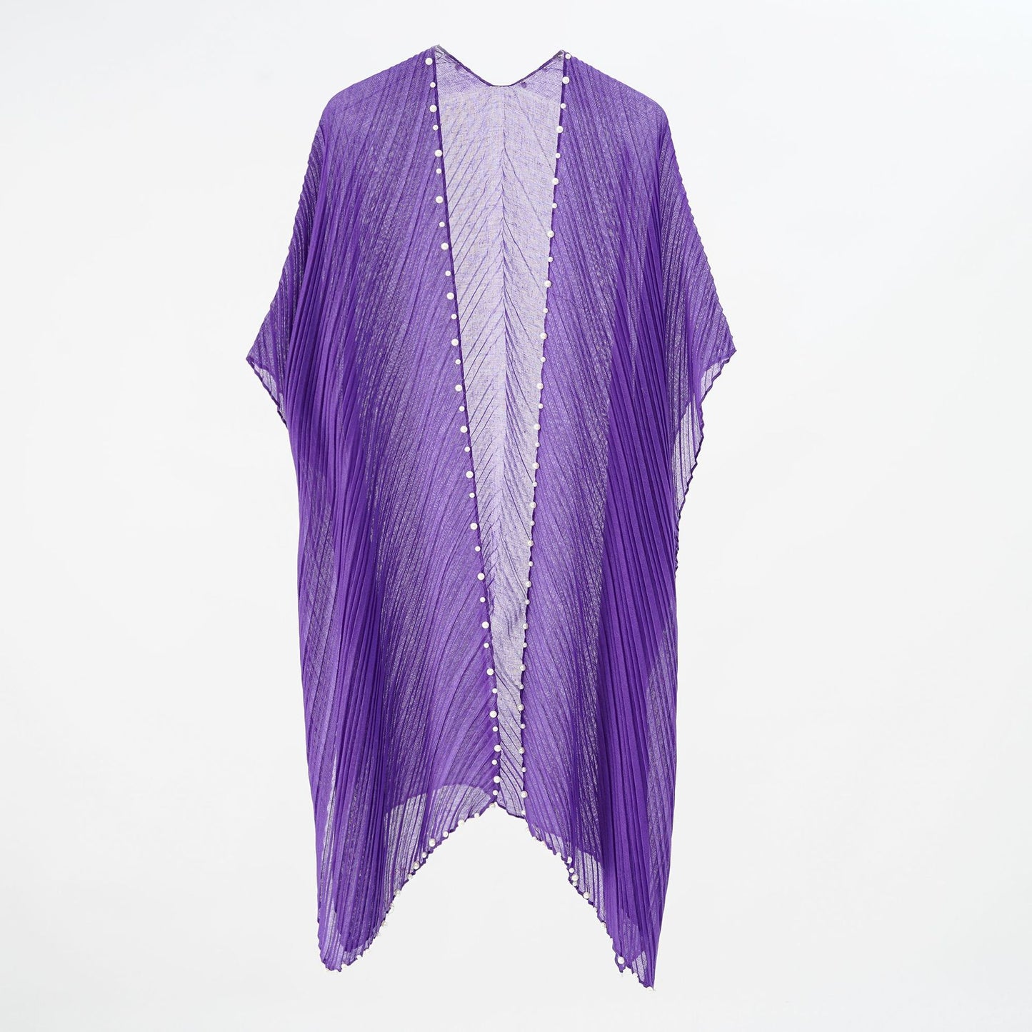 Pearl Breasted Solid Color Blouse Beach Dress Sunscreen Sexy Shawl Blouse Seaside Vacation Cardigan