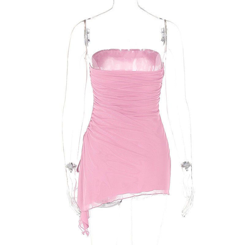 Women Clothing Summer Sexy Solid Color Sleeveless Slim Corset Backless Dress