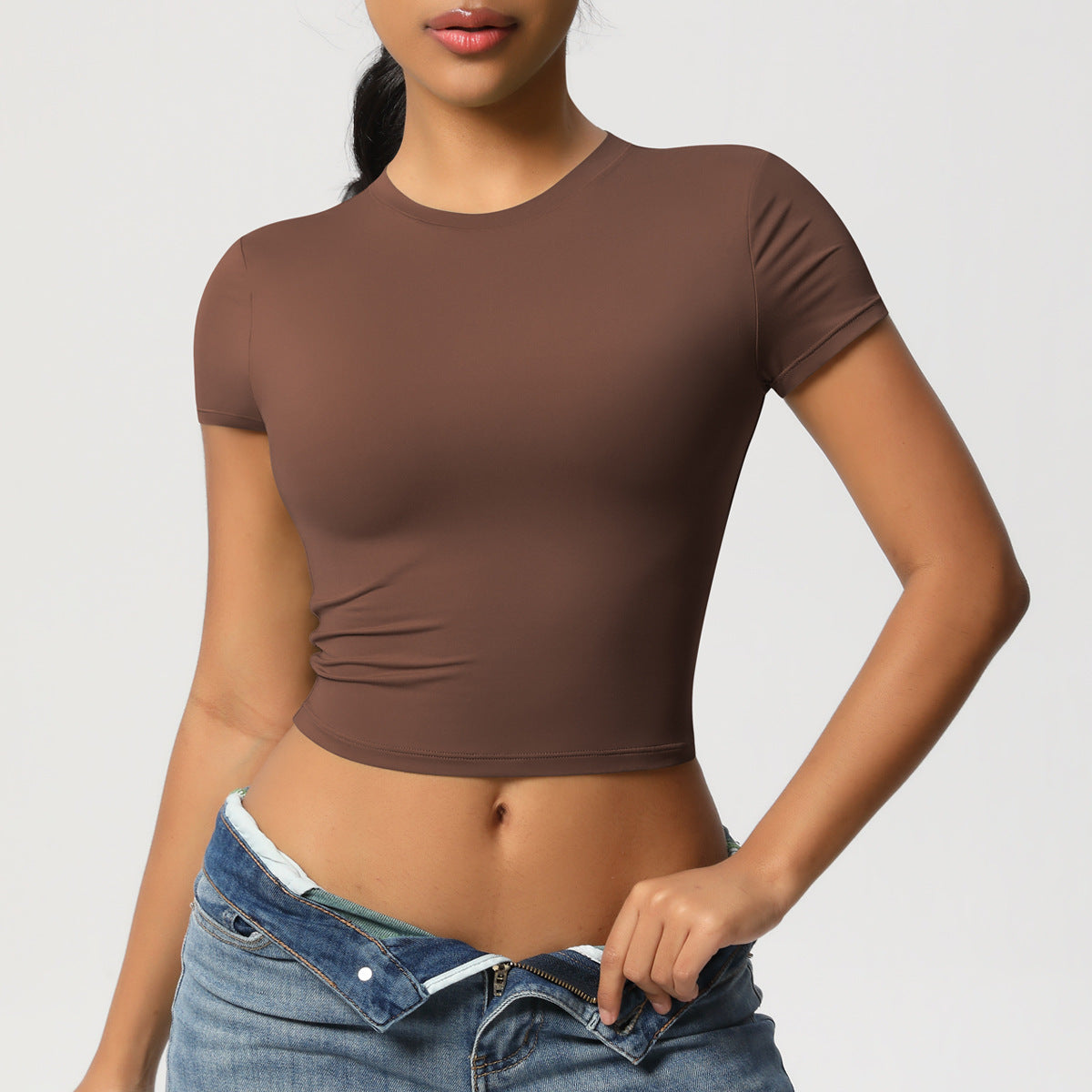 Casual Tight Quick Drying Workout Top Yoga Clothes Running Pilates Sports T shirt Short Sleeve