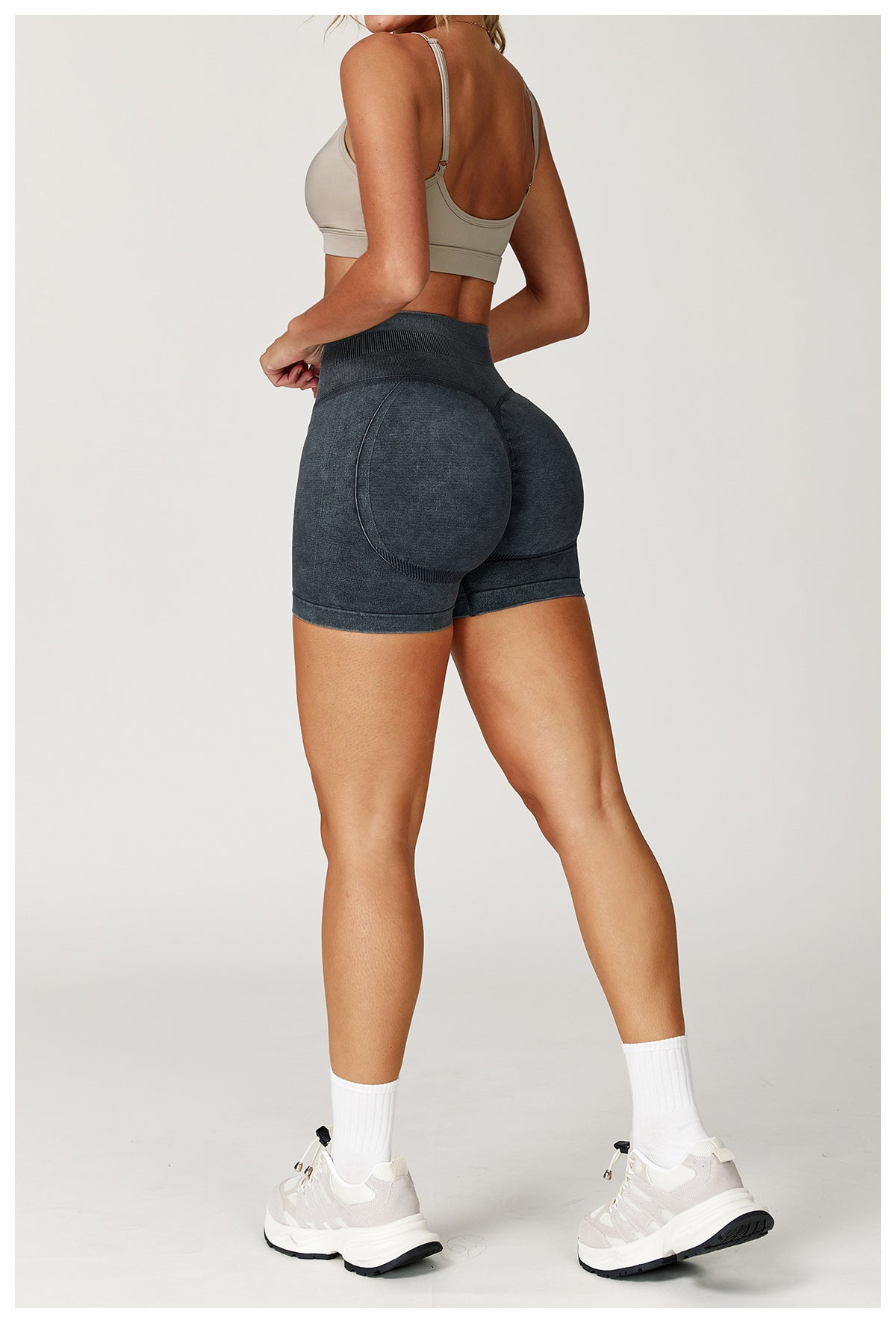 Seamless Stone Washed Yoga Shorts High Waist Hip Lift Shorts Skinny Running Sports Fitness Yoga Pants Women